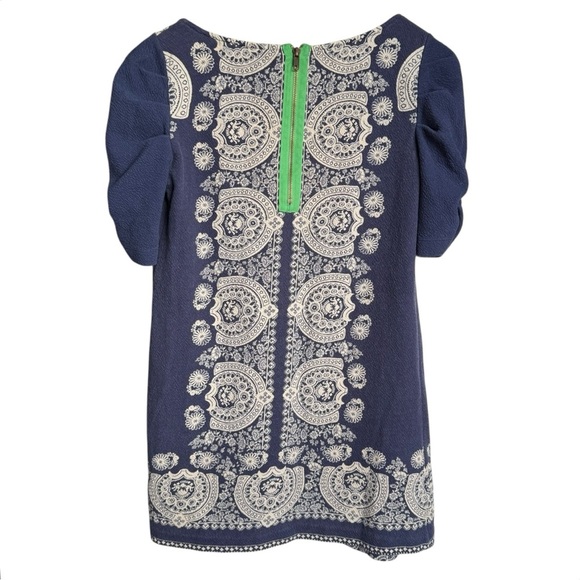 Anthropology Akemi+Kin Manet Tunic Mini Dress Women Size XS Navy White Boho - Picture 3 of 8